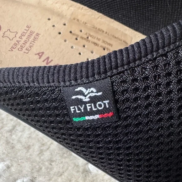 Fly Flot Italian Comfort Slide Sandals Black Mesh Size 41 NEOT - Picture 12 of 16